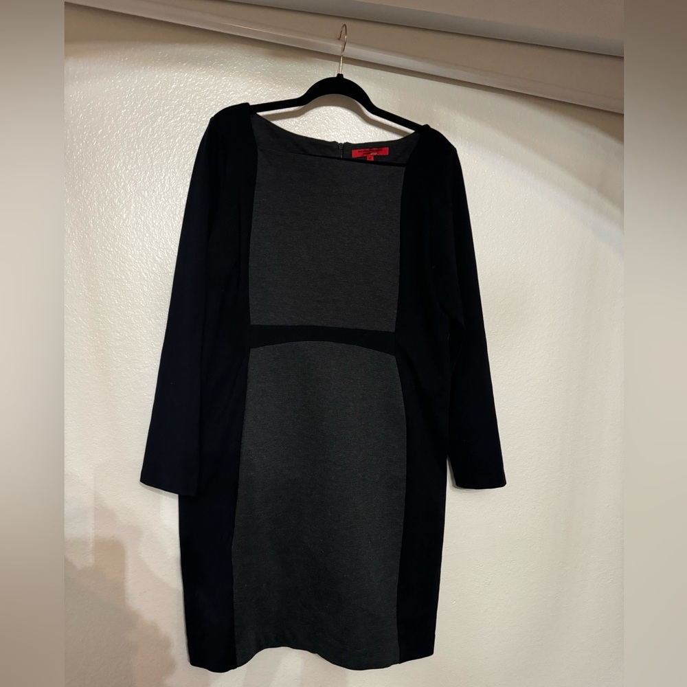 Narciso Rodriguez - long sleeve, square neck, panel, sheath business dress.